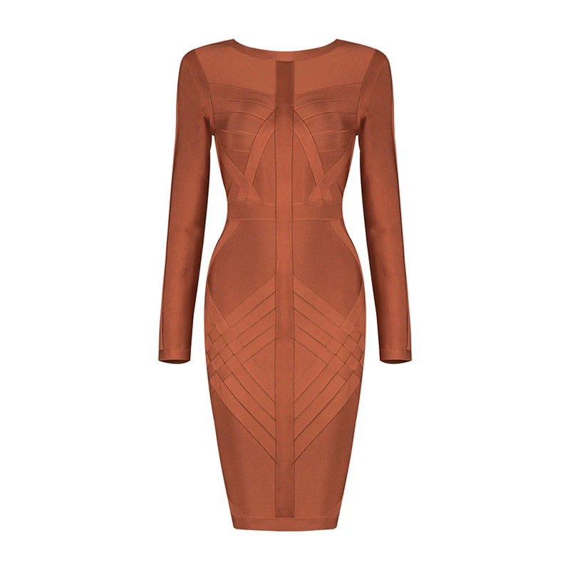 Women's Bandage Dress Long Sleeve O-Neck Sexy Night Celebrity.