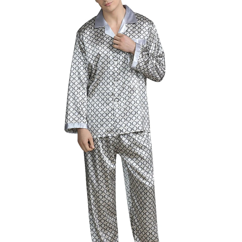 Men’s Satin Silk Pajama Sets Sleepwear Casual.