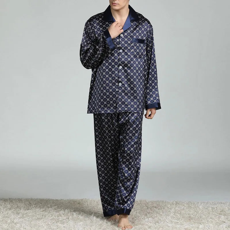 Men’s Satin Silk Pajama Sets Sleepwear Casual.