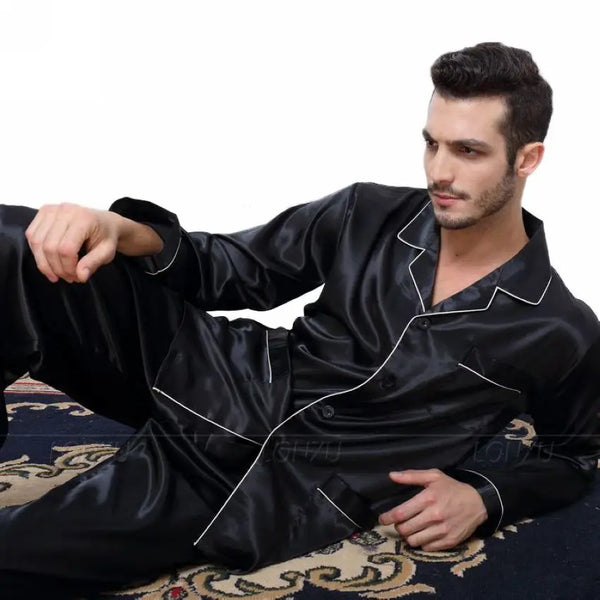 Mens Silk Satin Pajamas.