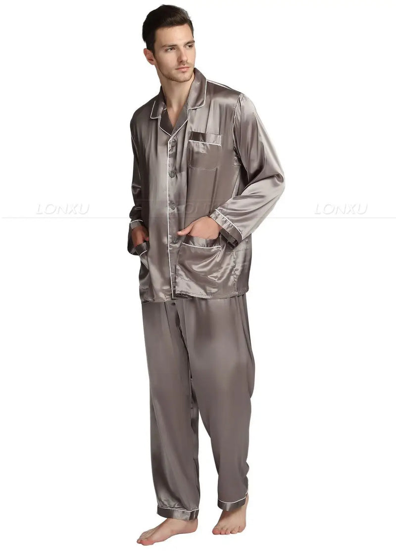 Mens Silk Satin Pajamas.