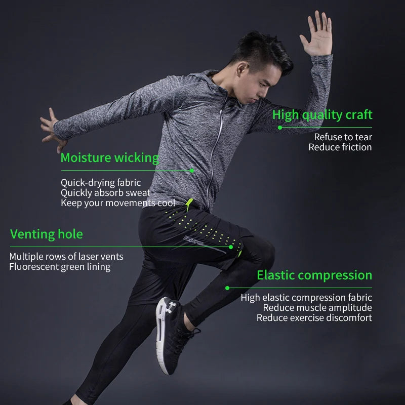 ROCKBROS Men's Sport Suits Running Sets Quick Dry Sweat-absorbent Sports.