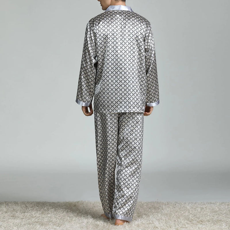 Men’s Satin Silk Pajama Sets Sleepwear Casual.