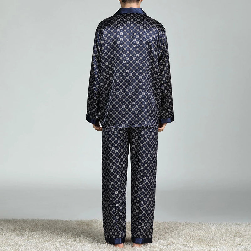 Men’s Satin Silk Pajama Sets Sleepwear Casual.