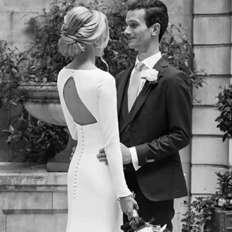 Women’s Customized Crepe Simple Sheath Wedding Dresses.