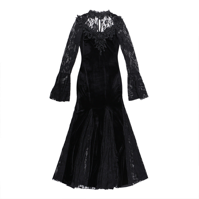 AltGoth Aesthetic Gothic Midi Dress Women Vintage.