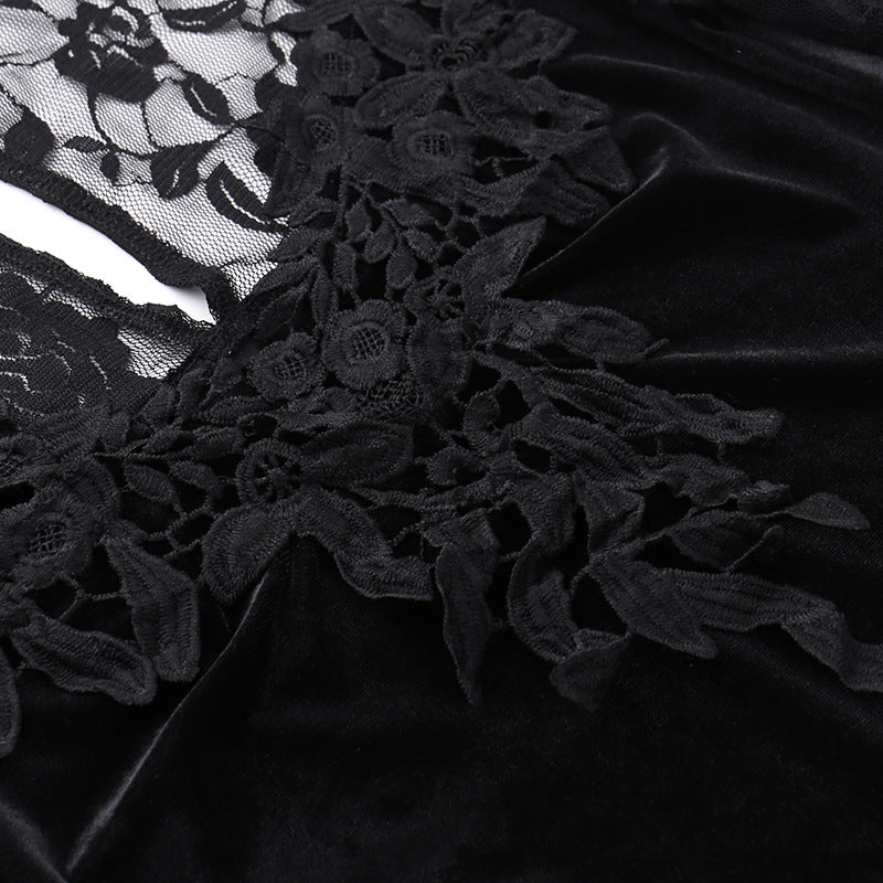 AltGoth Aesthetic Gothic Midi Dress Women Vintage.