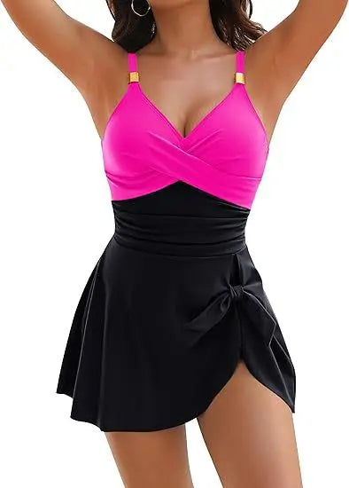 Tummy Control Women Swimdress Sexy One Piece Slim & Comfortable Ruched.