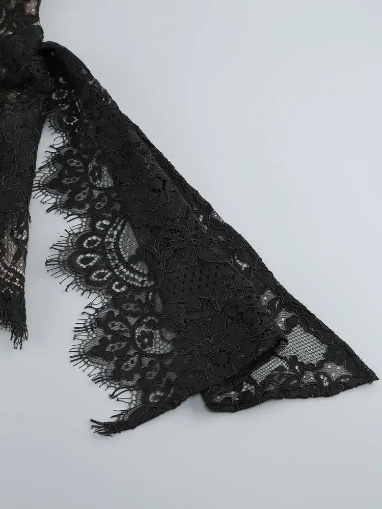 Women’s Sexy Lace See-through Patchwork Corset Dress.