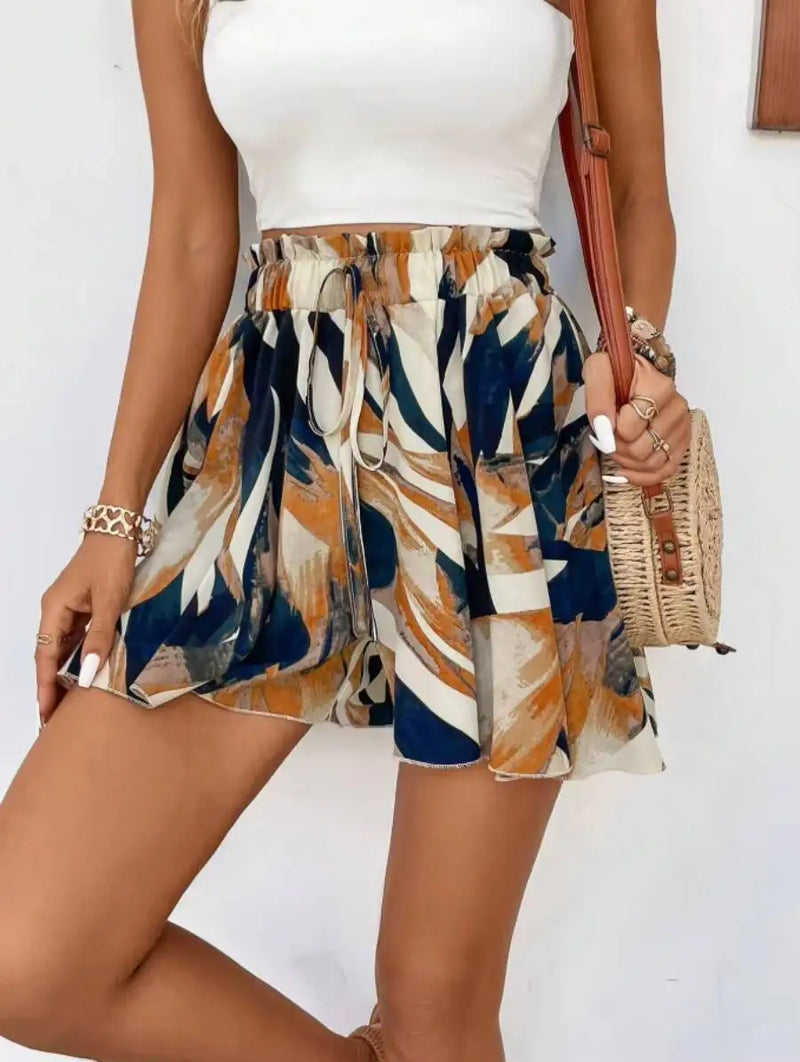 Women's Shorts Spring Summer Floral Print High Waist Shorts.
