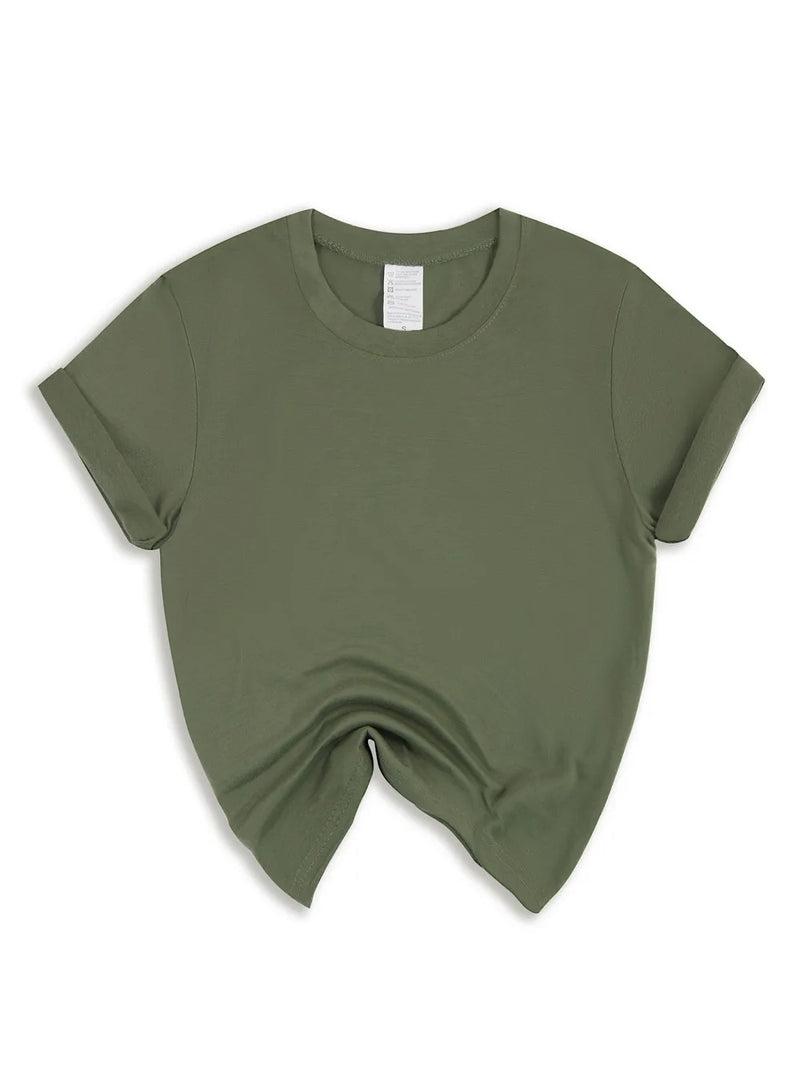 Summer Solid T-Shirts Womens Basic O-Neck Soft T Shirts Casual Comfortable.