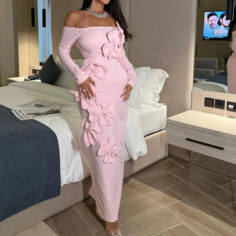 Women’s Elegant Off Shoulder Long Sleeve Skinny Dress.