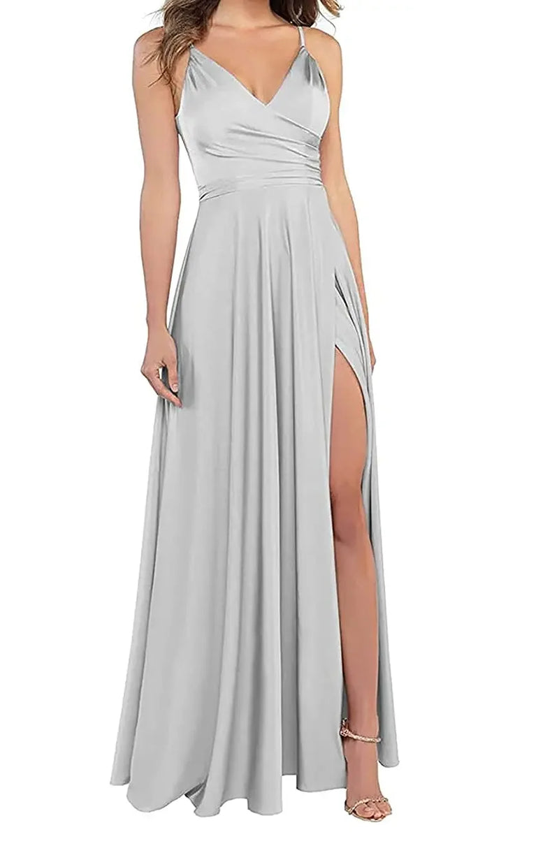 Women's A-Line Bridesmaid Dresses for Wedding Formal Satin.