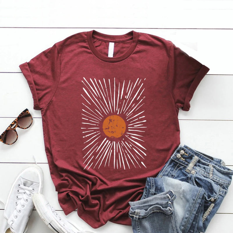 Sunburst Vintage T-Shirts Boho Shirt Sunshine Graphic Tee Women.