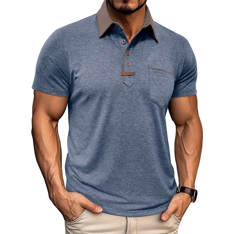 Man Polo Shirts Summer European and American Men's Short-sleeved Lapel T-shirt.