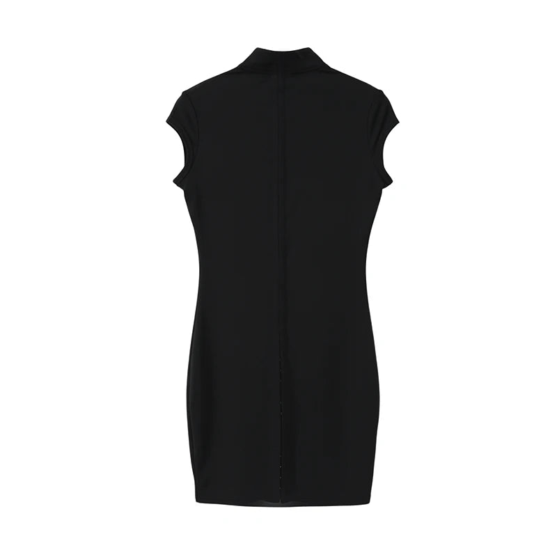 Kpop Black Hollow Out Mini Dress Women.