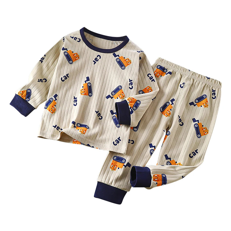 Kids Casual Autumn Long Sleeve Pajamas Set Boys and Girls.