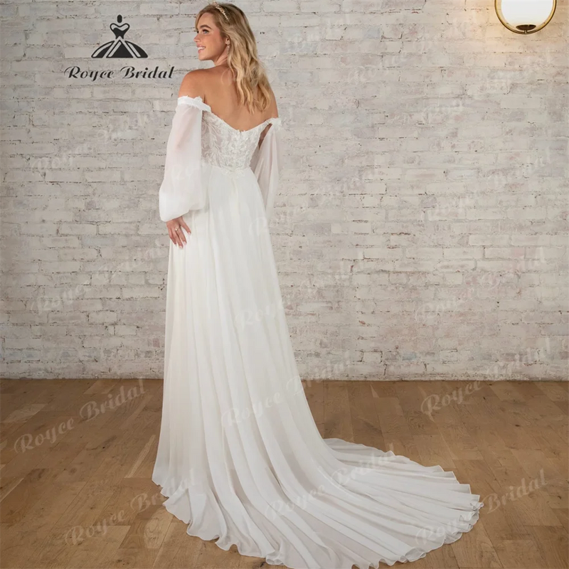 RoyceBridal Square Collar A Line Wedding Dress for Women.