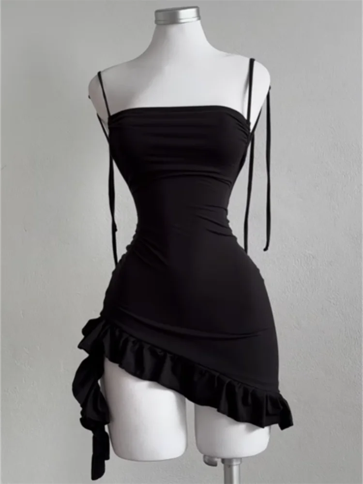 Women’s Sleeveless Backless Ruffles Mini Dress.