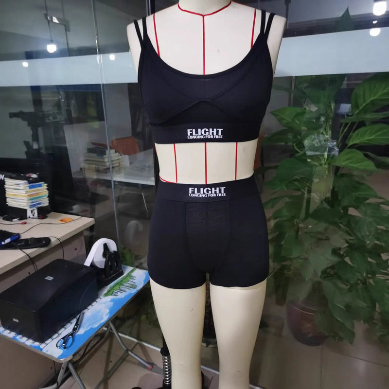 ONE TO WAN Sporty 2 Pieces Set for Woman Outfit Crop Top And Shorts Matching.