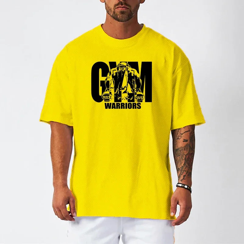 Summer Oversized Running T-shirts Mens Dropped Shoulder Half Sleeve Tee.