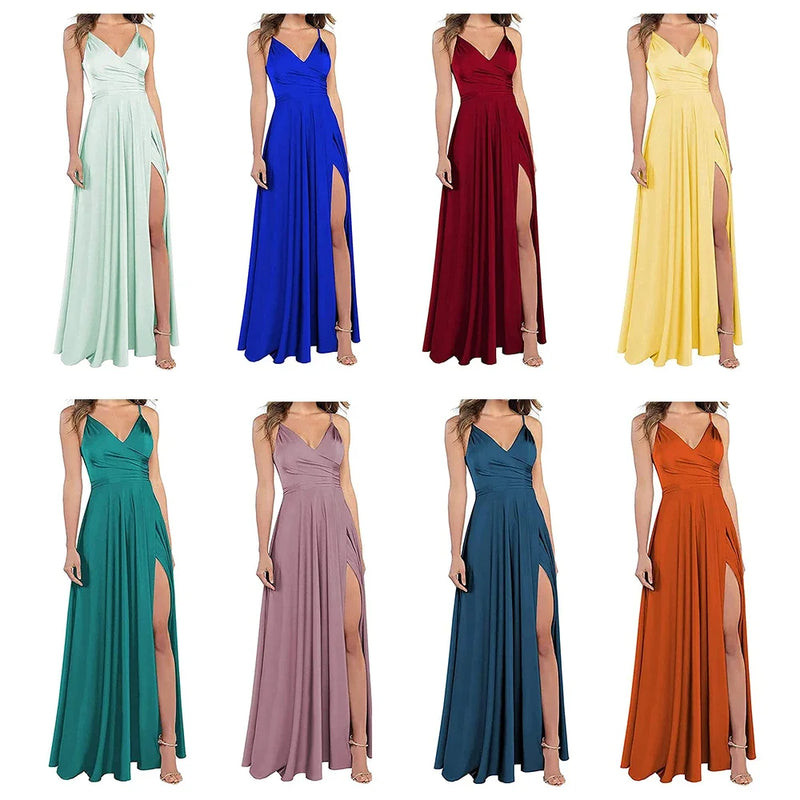 Women's A-Line Bridesmaid Dresses for Wedding Formal Satin.