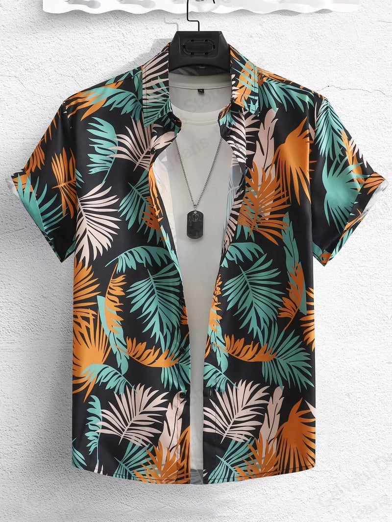 Summer Hawaiian Shirts Animal Palm Tree 3d Print Shirts Men.