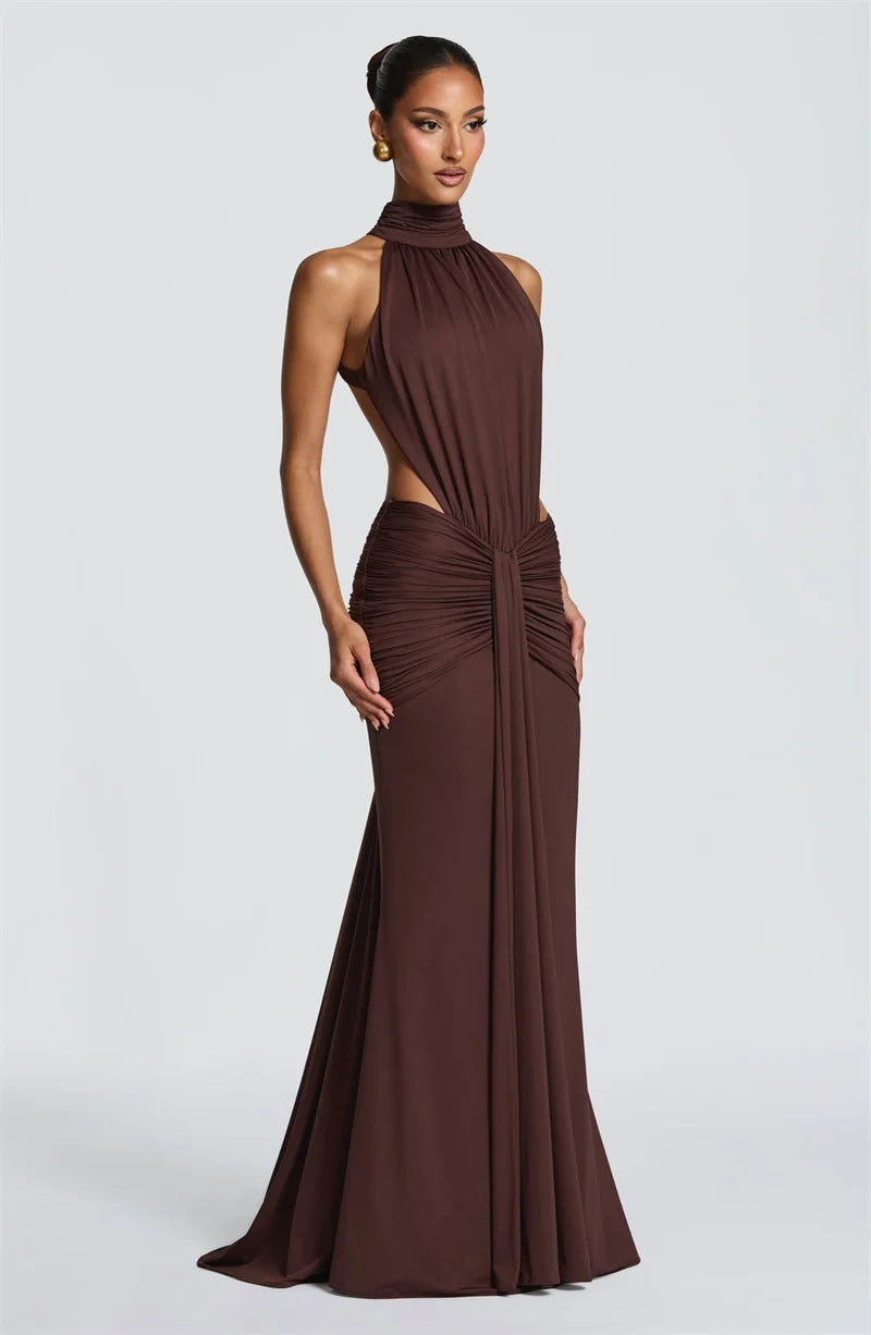 Mozision Turtleneck Backless Sexy Maxi Dress Women.