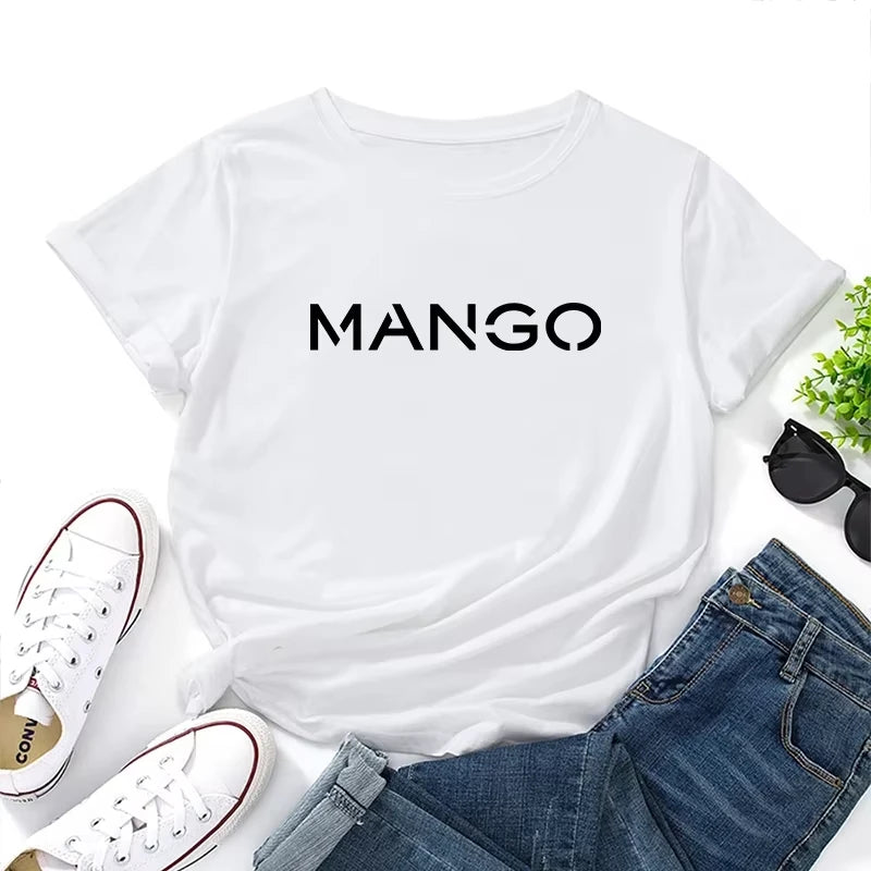 Woman Cotton T-shirt Spring Summer Daily Casual Fashion O-neck Short Sleeve.