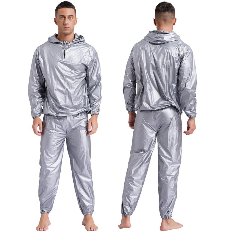 Mens Pullover Style PVC Sweating Suit for Boxing Gym Workout Fitness.