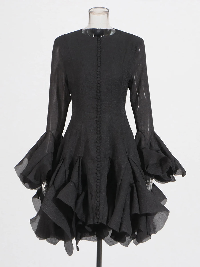 Women's Dress Irregular Pleated Patchwork Fashion.