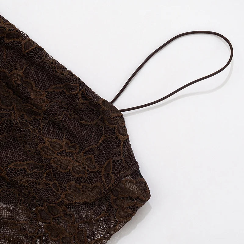 Women’s Mozision One Shoulder Lace See Through Sexy Maxi Dress.