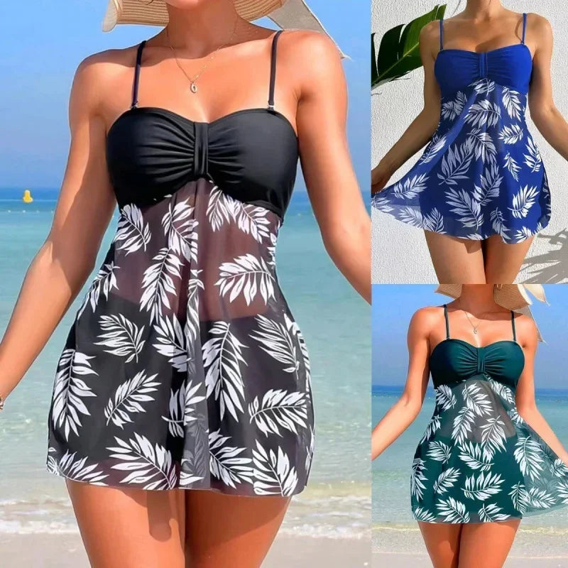 Summer Short Dress Split Swimsuit Women's Sexy Fashion High Waist.
