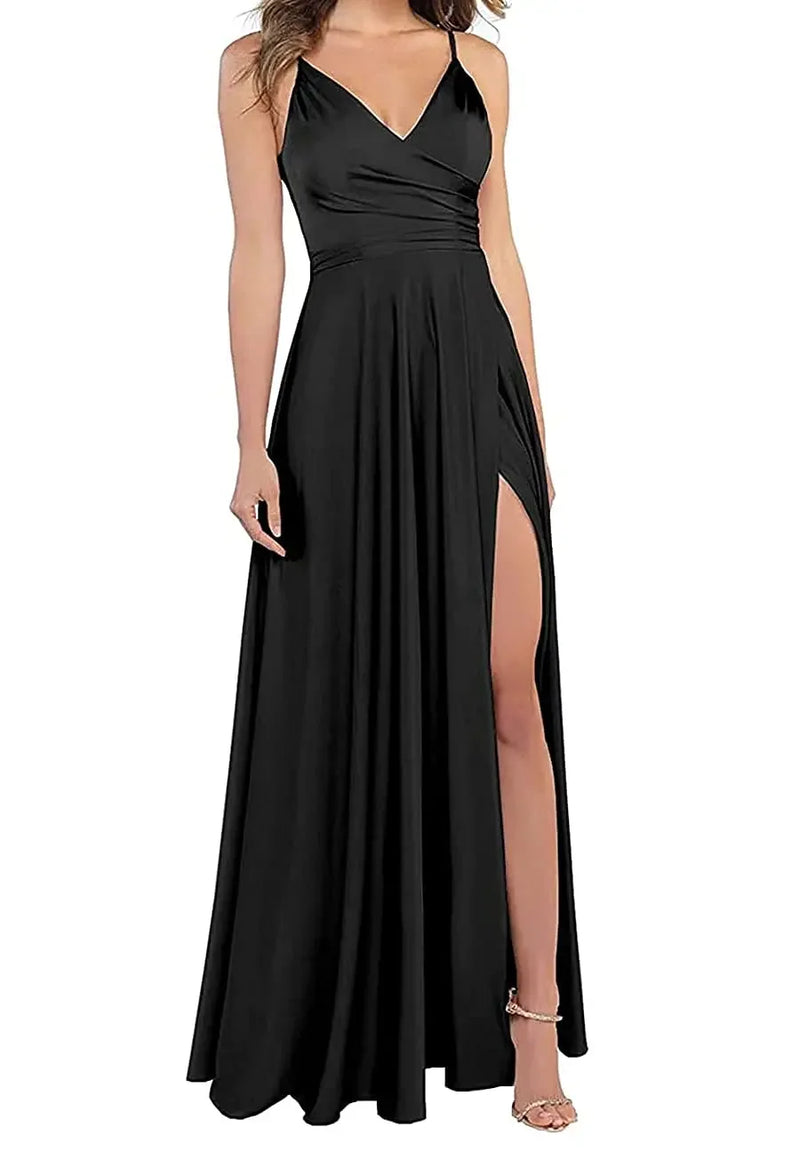 Women's A-Line Bridesmaid Dresses for Wedding Formal Satin.