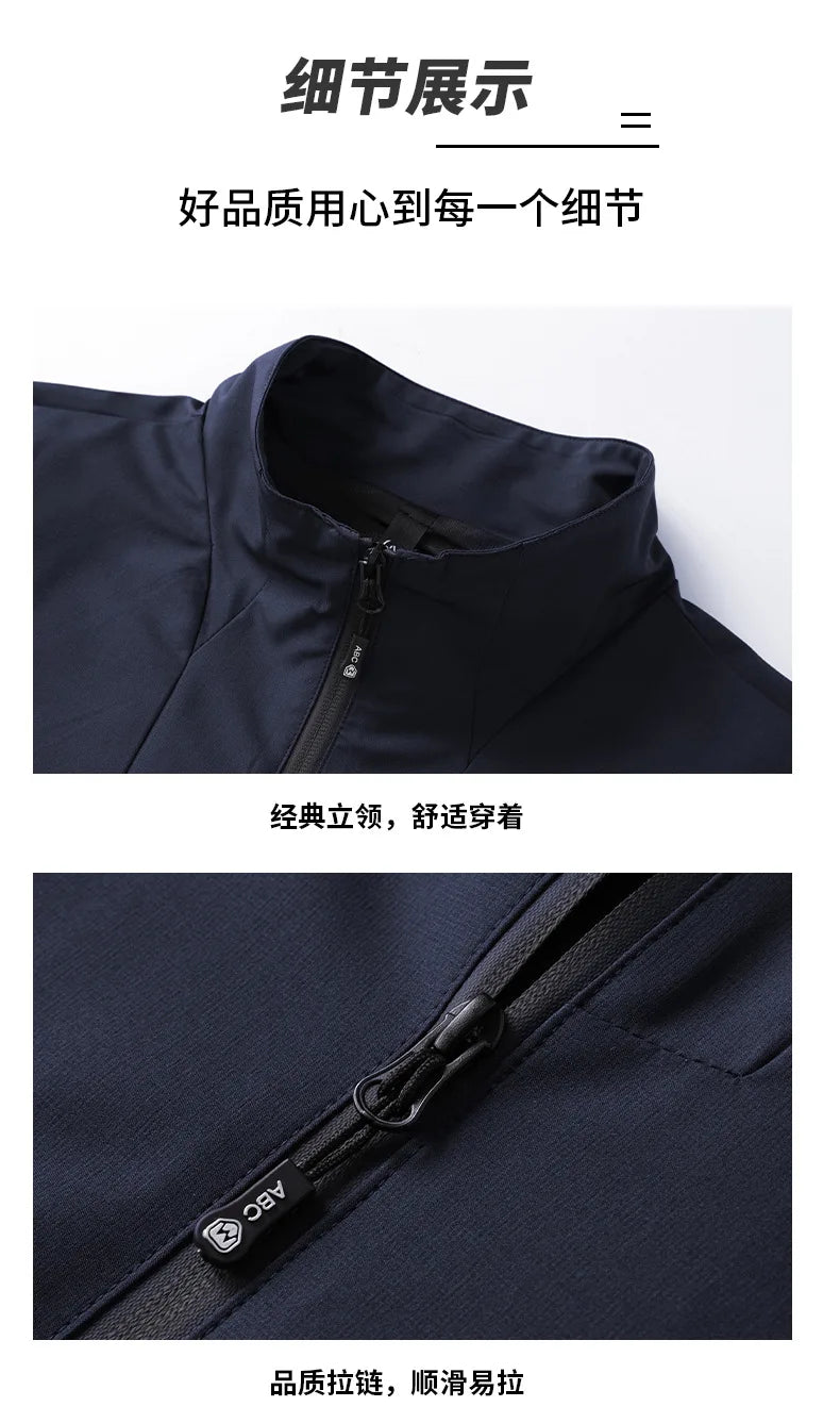 Sport Men Sportswear Spring Autumn Tracksuit 2 Piece Sets Running Suit Jacket+Pant Sweatsuit.
