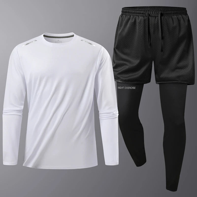 Men Long Sleeve Quick Drying Tracksuit Breathable Outdoor Sports Hiking.