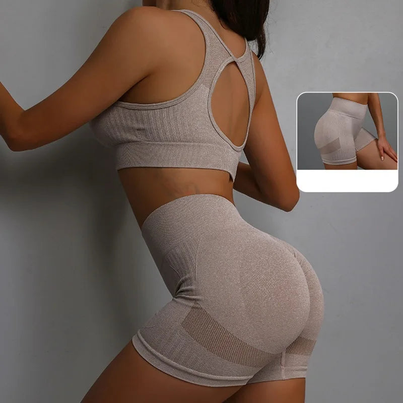 2Pcs Yoga Suit Yoga Sports Underwear Women's Fitness Suit Vest Running Sports.