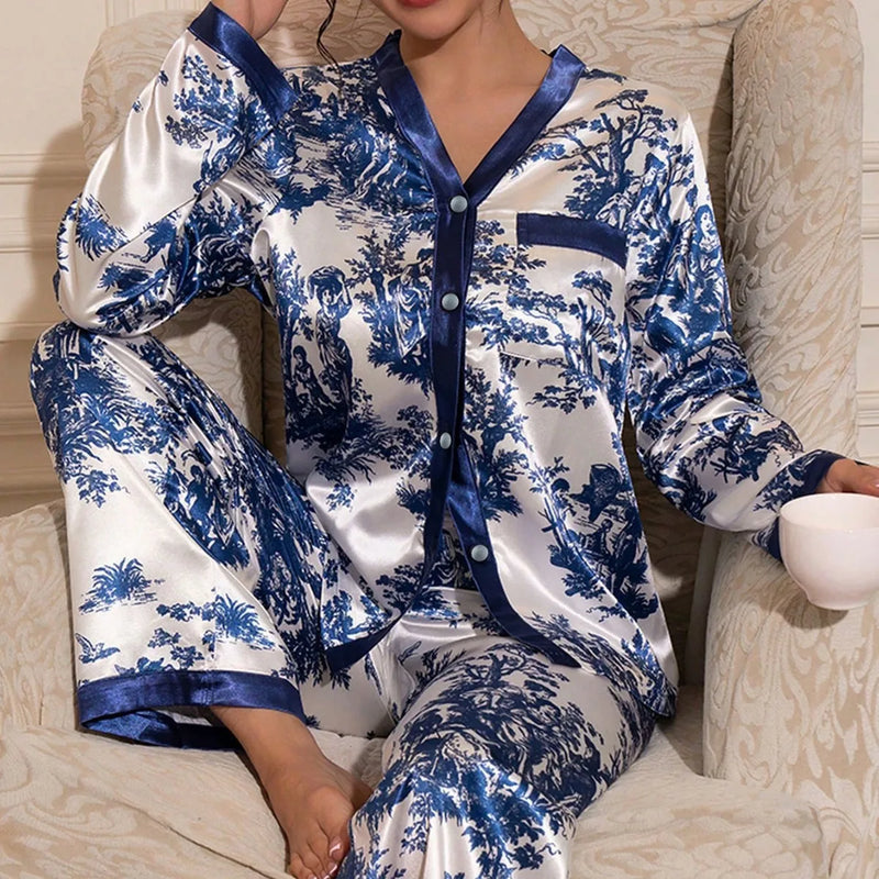 Long Sleeve Pajama Set Home Wear Set Big Size.