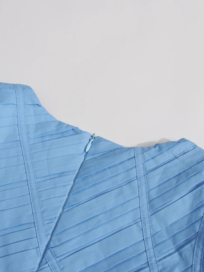 Solid Spliced Folds Irregular Long Dresses for Women.