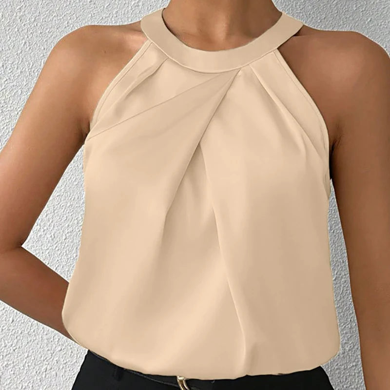 Summer Women's High End Satin Tank Shirt New Color Silk Blouse.