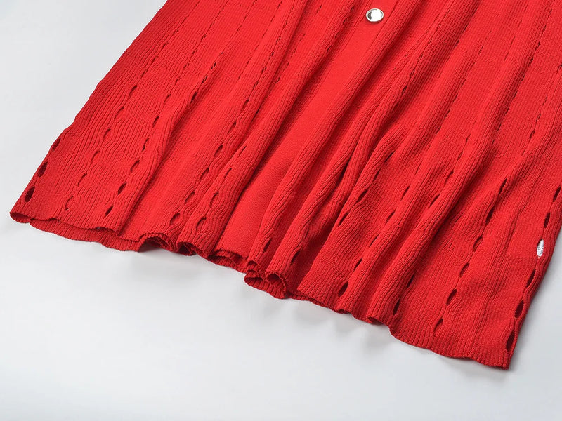 Contrast Single Breasted Knitted Dress For Women.