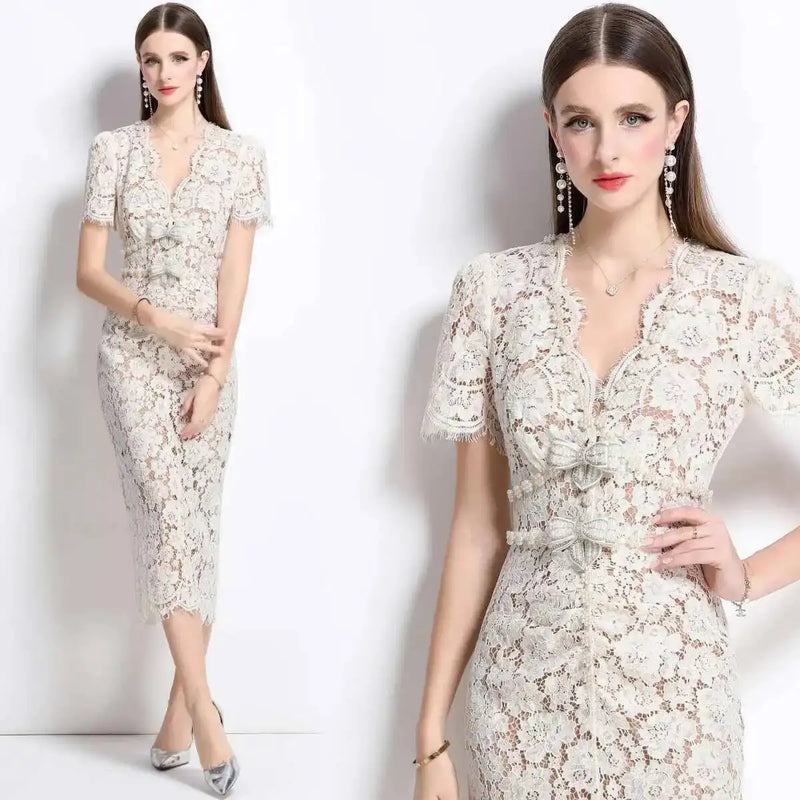 Women’s Luxury Crystal Bow Evening Formal Dress.