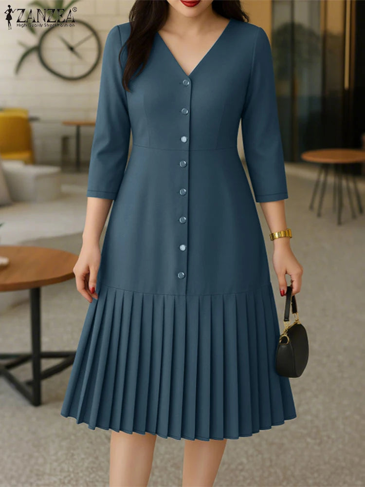 Women's Pleated Midi Dress.