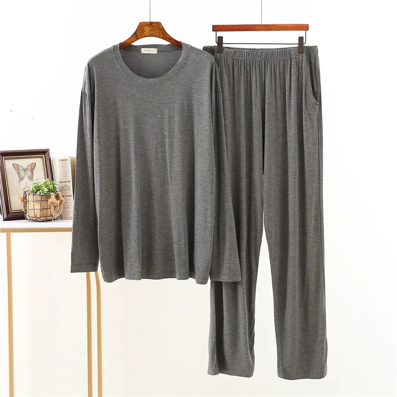 Men’s pajamas long-sleeved loose large size home service suit.