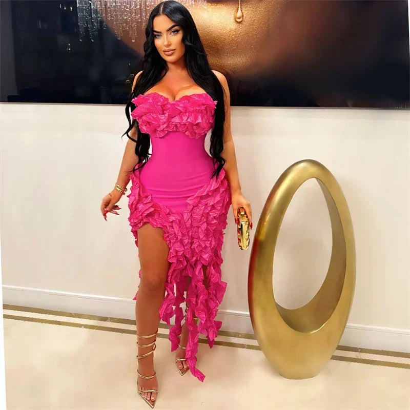 Elegant Ruffles Tassel Birthday Dress for Women.