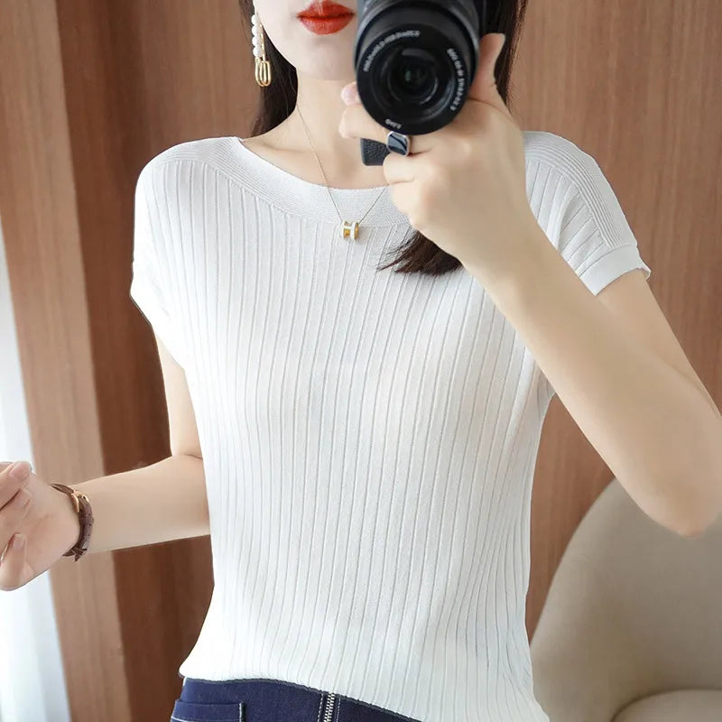 Spring Summer T-shirt Women Short Sleeves Slim.