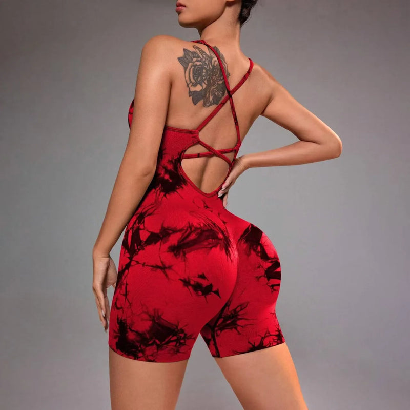 Tie Dye Yoga Bodysuit for Women - Seamless No Visible Panty Line Strappy.