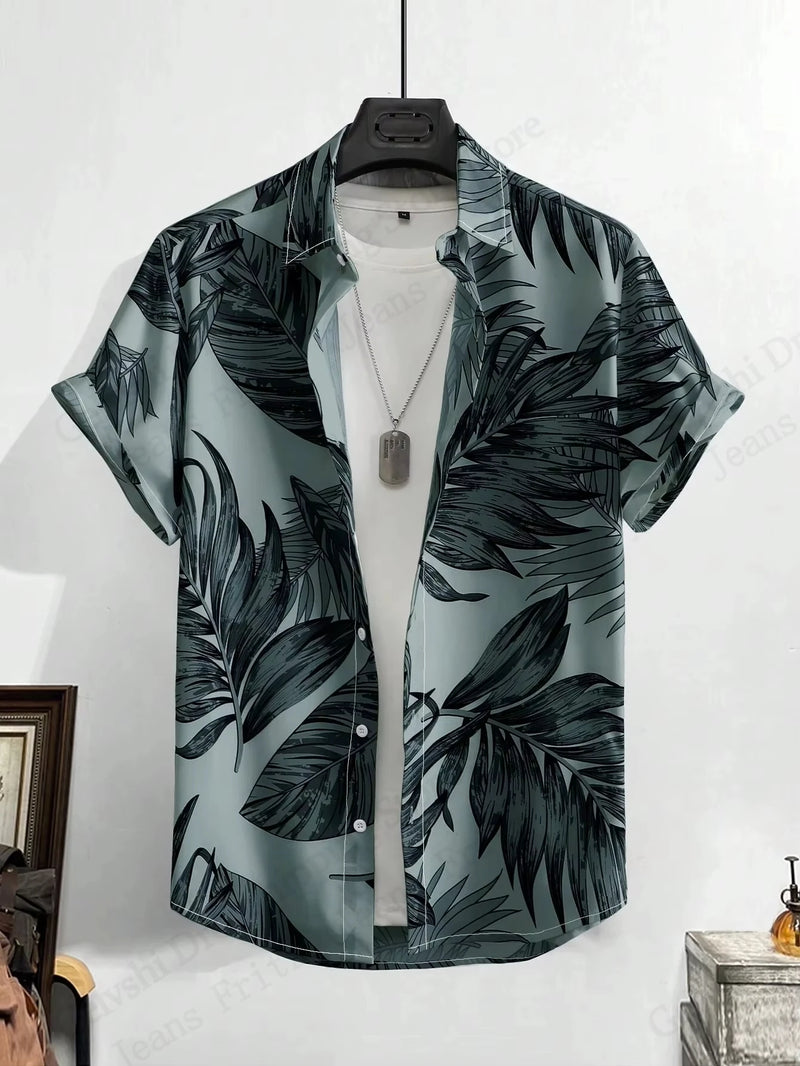 Summer Hawaiian Shirts Animal Palm Tree 3d Print Shirts Men.