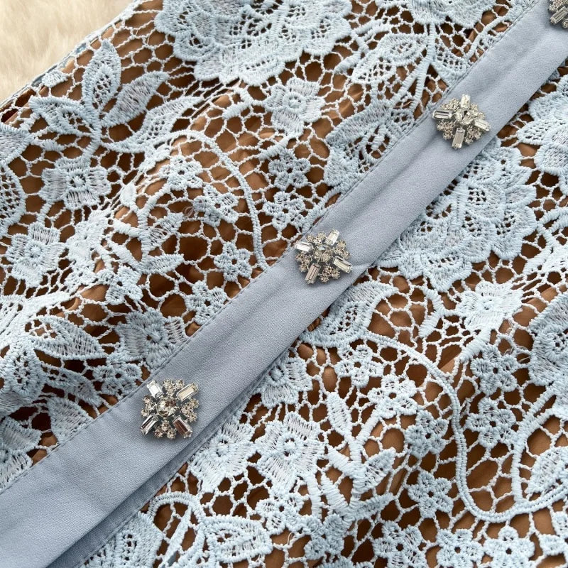 Women’s Elegant Hook Floral Hollow Lace Dress.