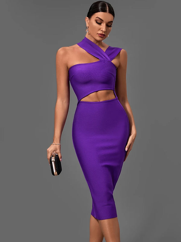 Bandage Dresses for Women Purple Bodycon Dress Evening Party Elegant.